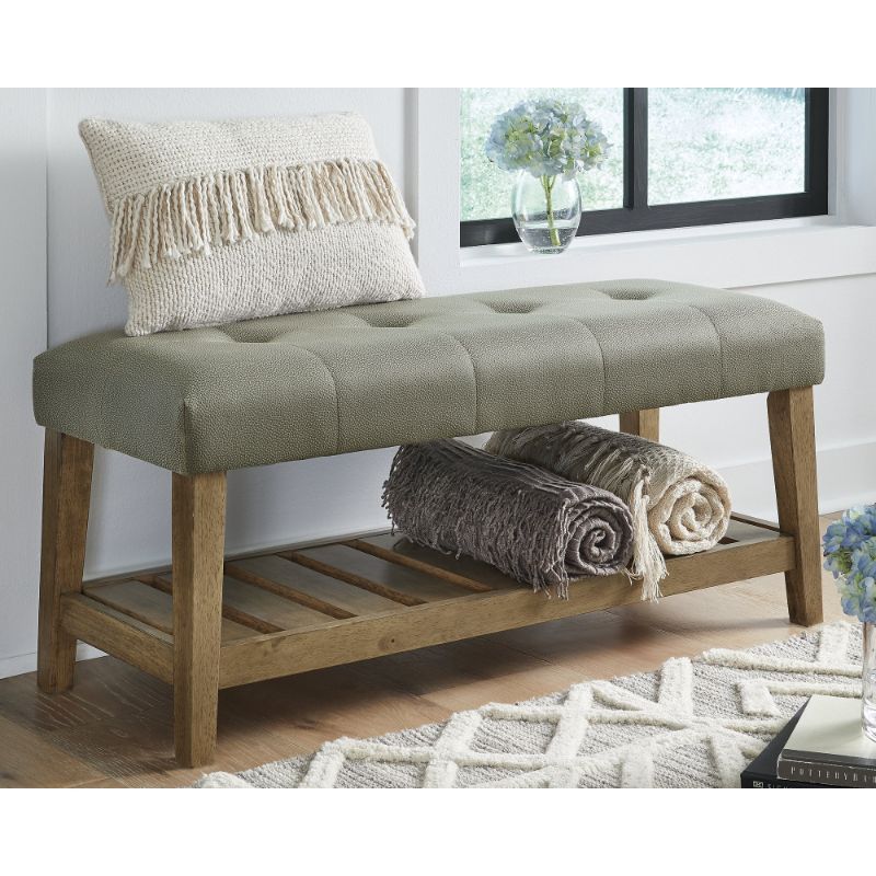 Photo 1 of ***INCOMPLETE*** Cabellero Collection A3000304 Upholstered Accent Bench in Gray/Brown
