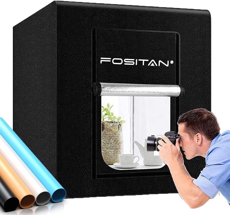 Photo 1 of FOSITAN Photo Box, Photo Light Studio Box 35"/90cm 126 LED Light Photo Shooting Tent Table Top Photography Lighting Kit with 4 Background Paper and CRI95+ for Photography
