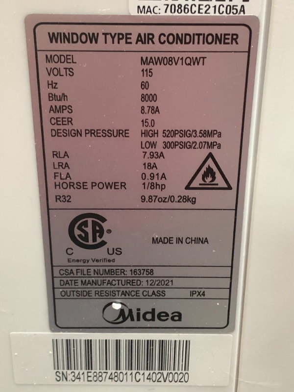 Photo 2 of (DAMAGE)Midea 8,000 BTU U-Shaped Inverter Window Air Conditioner WiFi, 9X Quieter, Over 35% Energy Savings ENERGY STAR MOST EFFICIENT
**FRON VENT DAMAGED**