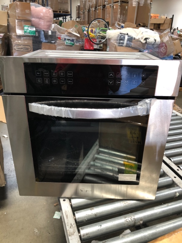 Photo 3 of INCOMPLETE!! Empava 24 Inch Electric Single Wall Oven 10 Cooking Functions Deluxe 360° ROTISSERIE with Sensitive Touch Control in Stainless Steel
**NO POWER CORD TO TEST**
