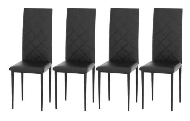 Photo 1 of 4-Piece Black PU Leather with Metal Frame Dining Parsons Chairs (Set of 4)**MINOR SCRAPS AND DENTS**
