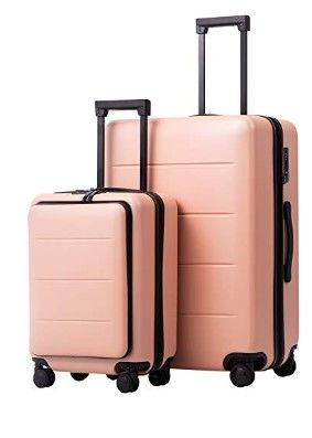 Photo 1 of COOLIFE Luggage Suitcase Piece Set Carry On ABS+PC Spinner Trolley with pocket Compartmnet Weekend Bag (Sakura pink, 2-piece Set)
