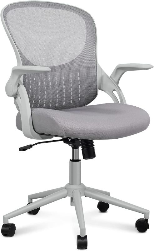 Photo 1 of Home Office Chair Ergonomic Desk Chair Mesh Computer Chair Modern Height Adjustable Swivel Chair with Lumbar Support/Flip-up Arms, Grey
