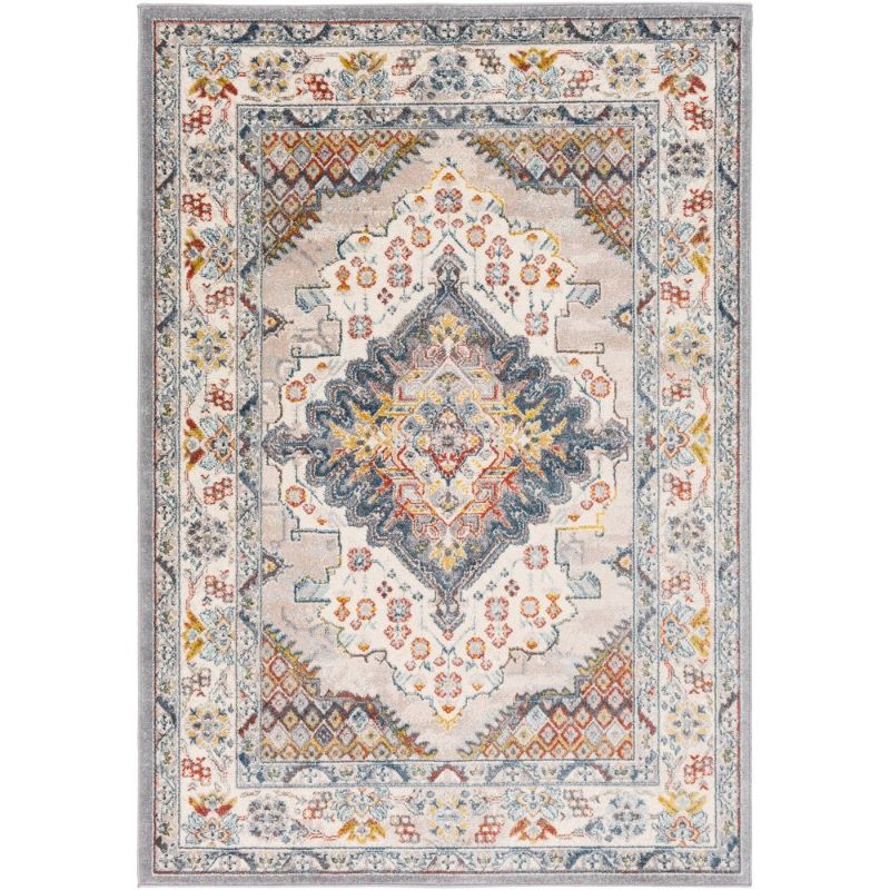 Photo 1 of Ankara AKR-2300 5'1" x 7' Rug Medium Gray/Taupe/Pale Blue/Teal/Cream/Orange
