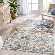 Photo 1 of Well Woven Forli Southwestern Aztec Ivory Blue Distressed 5'3" x 7'3 Area Rug
