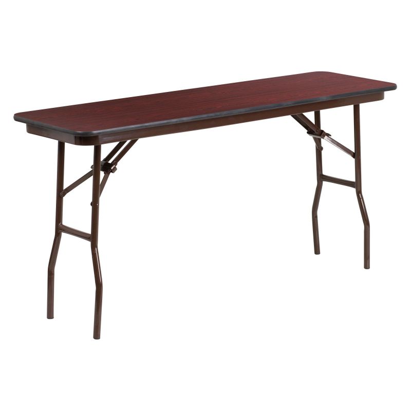 Photo 1 of Folding Training Table, 60" D, 18" W, 30" H, Mahogany, Laminate
