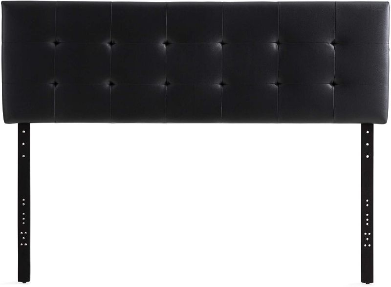 Photo 1 of - MINOR TEAR - 
Edenbrook Hawthorne Faux Leather Headboard - Modern -Adjustable Height - Buttonless Tufting, Queen, Black
