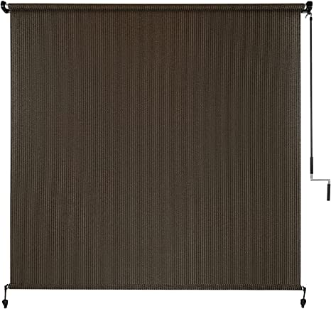 Photo 1 of *COLOR IS GRAY!* CICADA SPEECH Cordless Outdoor Roller Shade Patio Roll Up Shade Blinds for Deck Porch Balcony Backyard (6' W X 6' L, Grey)
