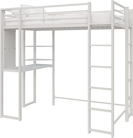 Photo 1 of **INCOMPLETE, MISSING BOX 1 OF 2** DHP Abode Twin Size Metal Loft Bed, Off-White
