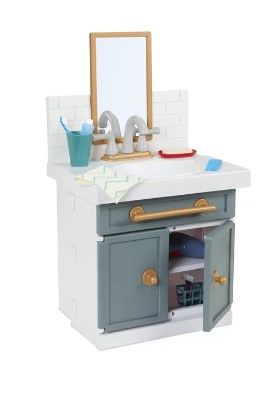 Photo 1 of Little Tikes First Bathroom Sink with Real Working Faucet Pretend Play for Kids 12 Bathroom Accessories Interactive Unique Toy Multi-Color Ages 2+
