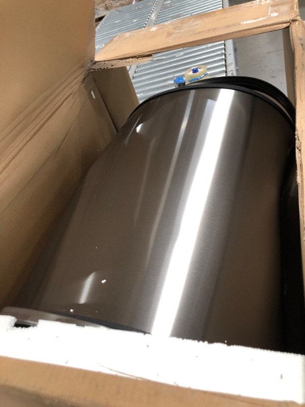 Photo 1 of Amazon Basics 50 Liter / 13.2 Gallon Soft-Close Trash Can with Foot Pedal - D-Shaped, Stainless Steel
