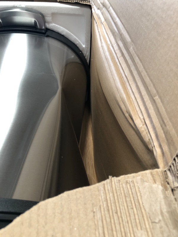 Photo 1 of Amazon Basics 50 Liter / 13.2 Gallon Soft-Close Trash Can with Foot Pedal - D-Shaped, Stainless Steel

