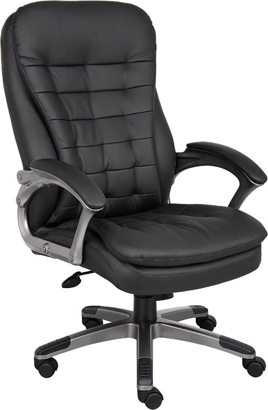 Photo 1 of Boss Office Products B9331 High Back Executive Chair with Pewter Finsh in Black
