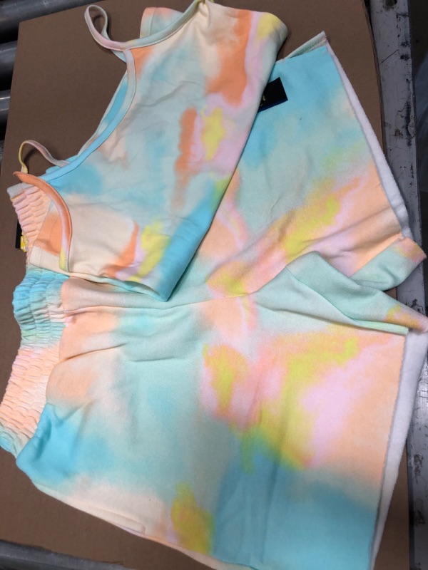 Photo 1 of 2 PIECE TIE DYE SET CAMI SHIRT AND SHORTS -LARGE 10/12