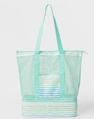 Photo 1 of 2 OF- Beach Bag with Cooler and Towel Carrying Strap Teal - Sun Squad™

