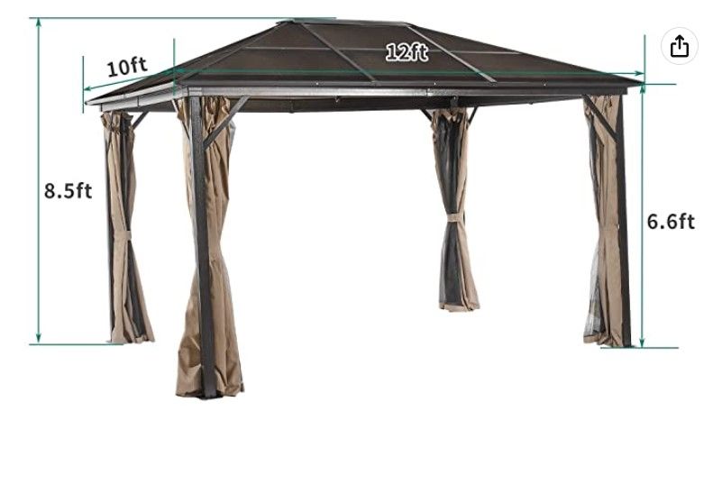 Photo 1 of ***PARTS ONLY*** YITAHOME Hard Top Outdoor Canopy Gazebo with Netting?and Shaded Curtains, Aluminum Frame Polycarbonate Hardtop Garden Tent for Patio, Backyard, Deck and Lawns (10x12 ft)