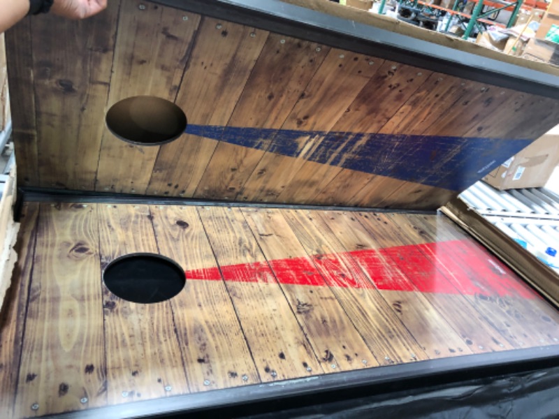 Photo 3 of GoSports 4'x2' Classic Cornhole Set with Rustic Wood Finish | Includes 8 Bags, Carry Case and Rules, Red/Blue