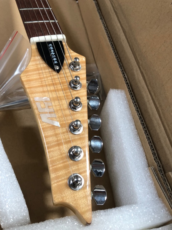 Photo 8 of IYV 6 String ISSY-200NA Strat Solid-Body Electric Guitar, Natural
