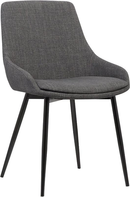 Photo 1 of Armen Living Mia Contemporary Upholstered Dining Chair with Metal Legs, Height, Charcoal
