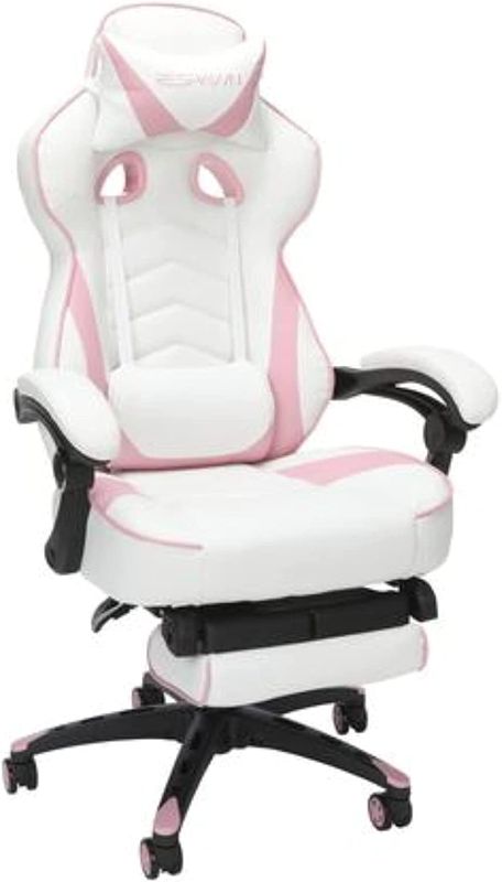 Photo 1 of RESPAWN 110 Racing Style Gaming Chair, Reclining Ergonomic Chair with Footrest, in Pink
