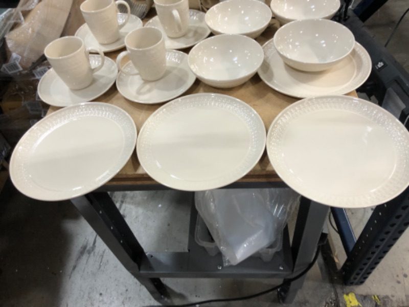 Photo 1 of 16pc Stoneware Fairlee Dinnerware Set White - Threshold
