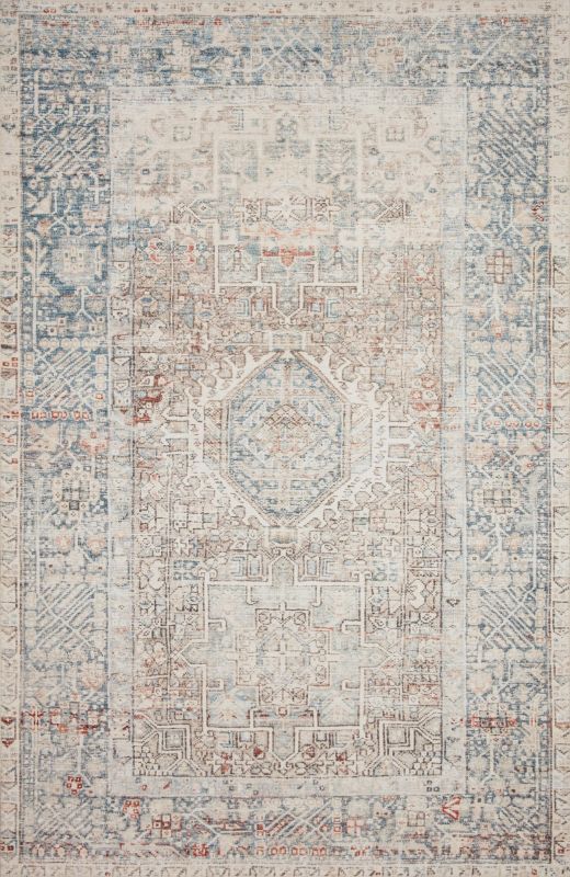 Photo 1 of (TORN MATERIAL) Chris Loves Julia x Loloi Jules Natural/Ocean 7'-6" x 9'-6" Area Rug
