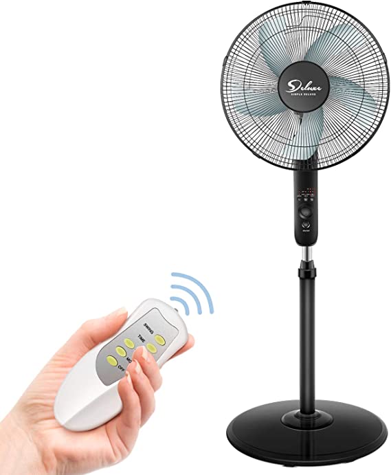 Photo 1 of Simple Deluxe Oscillating 16? Adjustable 3 Speed Pedestal Stand Fan with Remote Control for Indoor, Bedroom, Living Room, Home Office & College Dorm Use, 16 Inch, Black