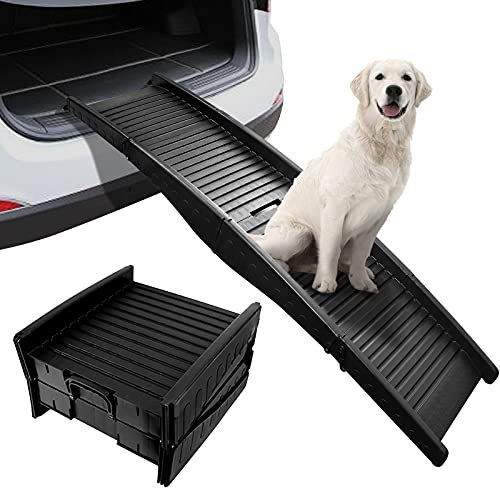 Photo 1 of  60 Inch Dog Car Ramp,Folding Pet Ramp for Vehicle Car and SUV,Portable Cat Stair,Load Up to 165 lbs with Non Slip Surface,Black
