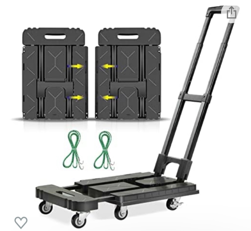 Photo 1 of **MISSING EXTENSION**
WBD Folding Hand Truck Dolly for Moving with 6 Heavy Duty Wheels Push Platform Cart, Connectable Design for Large Box, Appliance, Luggage, Furniture, 330LBS Capacity?2 Bungee Cords for Free?