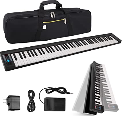 Photo 1 of Portable 61 key foldable electronic piano digital keyboard 128 tones dual speakers piano with sustain pedal
