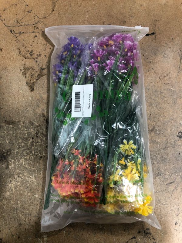 Photo 1 of Gormiya 8 Bundles Artificial Daisy Mums Flowers Outdoor UV Resistant Plastic Fake Daisy Sunflowers Plants for Home Backyard Window Box Porch Garden Decoration, Colored