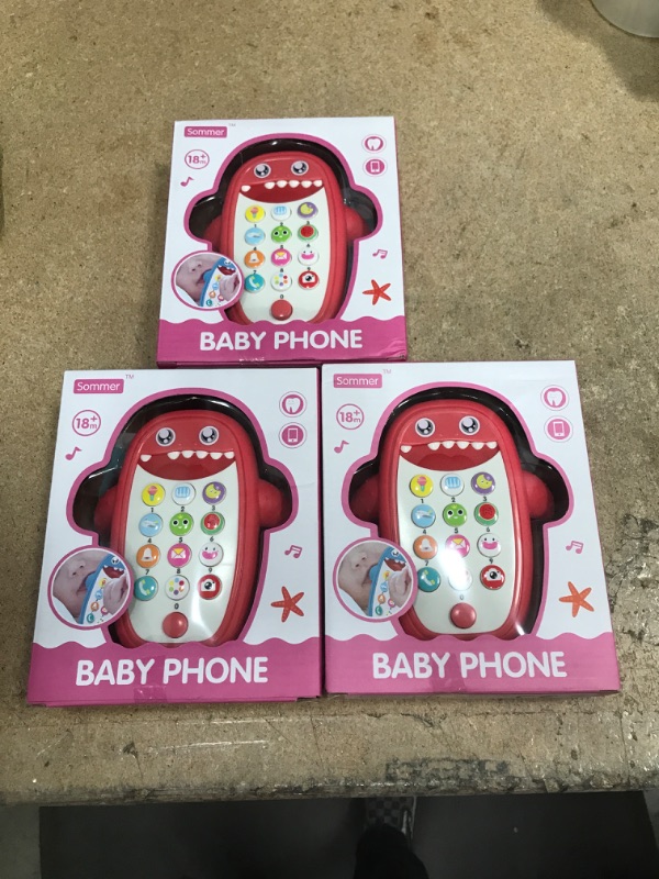 Photo 1 of ** SETS OF 3 **
Baby Shark Cell Phone Toy with Removable Teether Case, Light up, Music & Adjustable Volume Kids Play & Learn Fake Phone for Infant & Toddler, Preschool Birthday Gift for Girl Boy 18+ Months (Red)
