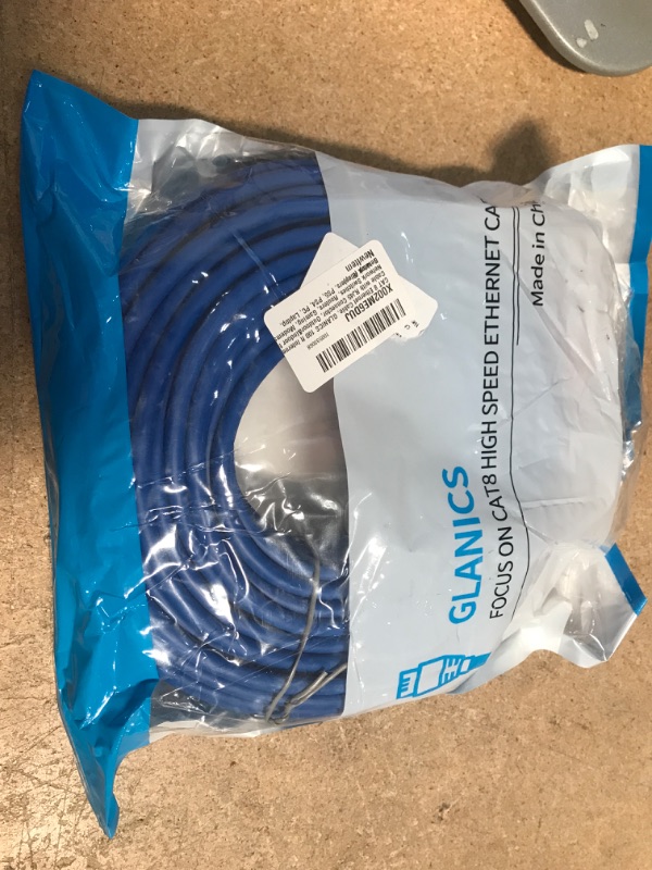 Photo 2 of CAT 8 Ethernet Cable, GLANICS 100 ft Internet Cable with RJ45 Connector, Outdoor&Indoor for Network Switches, Routers, Gaming, Modems, Network Adapters, PS5, PS4, PC, Laptop, Desktop (Blue)
