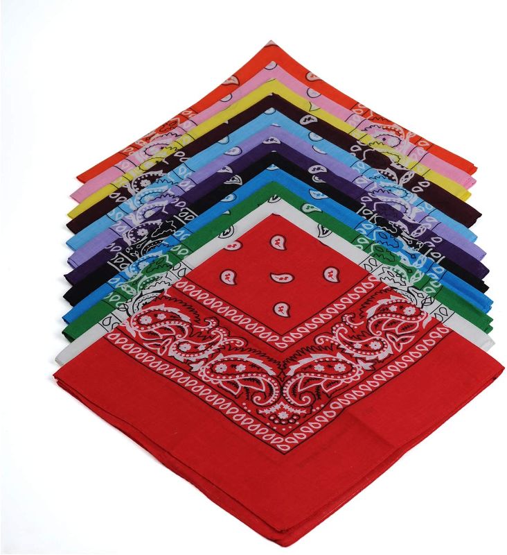 Photo 1 of ** SETS OF 3 **
One Dozen/12pcs Assorted Bandanas 22X22 Inch 100% Cotton Novelty Double Sided Print Paisley Cowboy Bandana Party Favor Scarf Headband Handkerchiefs
And a small bandana yellow
