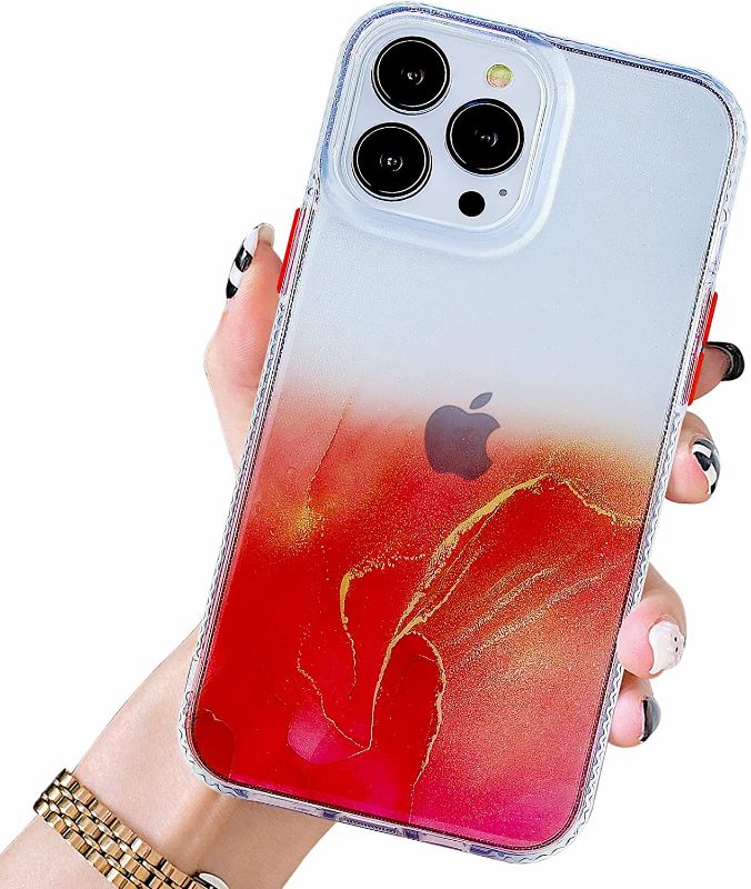 Photo 1 of ** SETS OF 2 **
FUNNYCASE Designed for iPhone 13 Pro Max Case, Crystal Clear Marble Print Watercolor Glitter Hard PC Back Soft TPU Bumper Cute Phone Case Military Grade Drop Protection Slim Cover (iPhone Max, Red)
