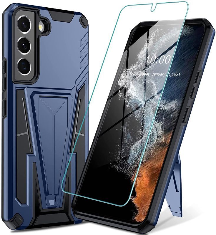 Photo 1 of ** SETS OF 2 **
Nineasy for Samsung Galaxy S22 Case 5G, Military Grade Shockproof Case for Galaxy S22 with Tempered Glass Screen Protector Built-in Kickstand Support Magnetic Car Mount Protective Case for S22 6.1”
