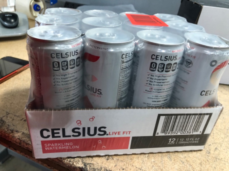 Photo 2 of **EXPIRES JAN2023, NOT REFUNDABLE** CELSIUS Essential Energy Drink 12 Fl Oz, Sparkling Watermelon (Pack of 12)
