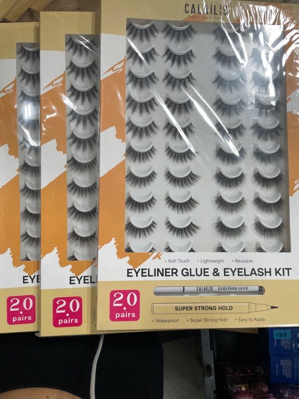Photo 1 of (3 PACKS) False Eyelashes 20 Pairs,CALAILIS Mink Eyelashes Natural Look,Reusable 3D Fluffy Mink Lashes Cruelty Free,Synthetic Fiber 100% Handmade Lightweighe Lashes Easy to Apply (CH06)
