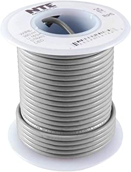 Photo 1 of NTE Electronics WHS18-08-25 Hook Up Wire, Solid, Type 20 Gauge, 25' Length, 300V, Gray - 3pk