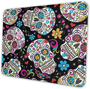 Photo 1 of Mouse Pad Flower Sugar Skull Office Accessories Rectangle Waterproof Mousepad with Stitched Edge Premium-Textured Non-Slip Rubber Base 10×12 inch Mouse Mat