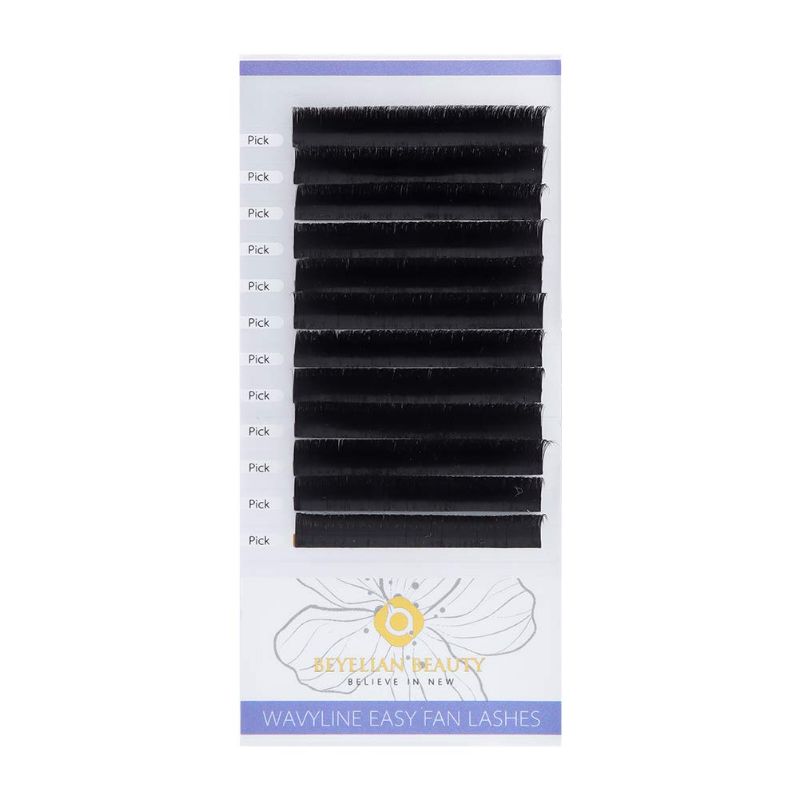 Photo 1 of 3 pack - BEYELIAN Wavyline Easy Fan Lash Extensions Camellia Flowering Mega Volume Eyelashes Mink Lash Professional Stylists Use D Curl .03mm 13-14-15mm Mixed in 1 Row
