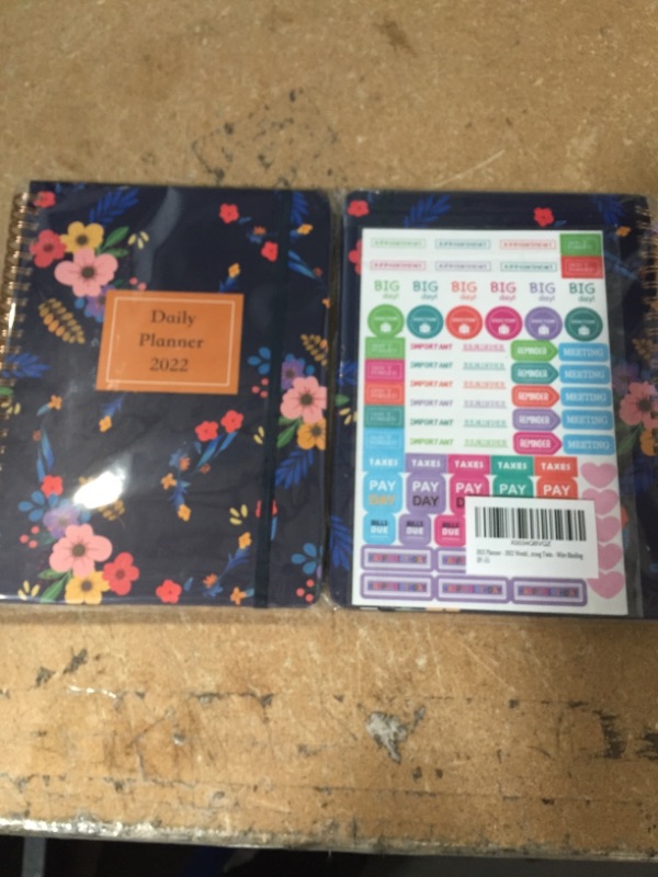 Photo 2 of **SETS OF 2**
2022 Planner Weekly Monthly with 2 PCS Stickers and Inner Pocket, 6” x 8.5”, Jan 2022 - Dec 2022, Strong Twin-Wire Binding
