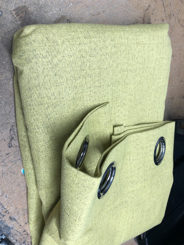 Photo 2 of 100% Blackout Curtains 95 Inches Long Linen Textured Burlap Curtains for Living Room/Bedroom Thermal Insulated Grommet Linen Look Draperies with Blackout Liner (2 Panels, 52 x 95 Inch, Lemon)
