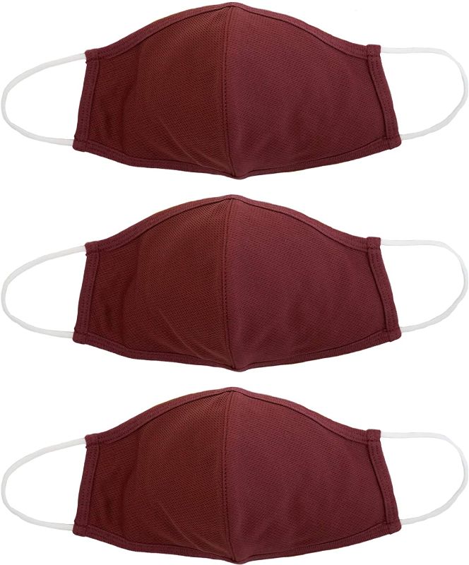 Photo 1 of EnerPlex Comfort 3-Ply Reusable Red Face Mask - Breathable Comfort, Fully Machine Washable, Red Face Masks Large (3-Pack) - Red Wine
