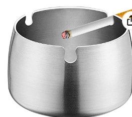 Photo 1 of 2 Set IWNTWY Ashtray, Stainless Steel Outdoors Indoors Windproof Cigarettes Ashtrays for Home Office Hotel Cigaret Ash Tray