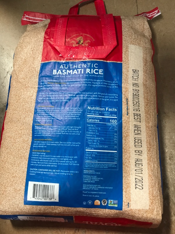 Photo 3 of **non-refundable** Royal White Basmati Rice, 10 Pound *expires Aug 01 2022**