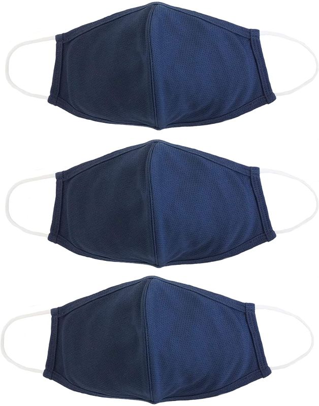 Photo 1 of EnerPlex EXTREME Comfort 3-Ply Navy Blue Face Mask Cloth - Breathable Comfort, Fully Machine Washable, Navy Blue Reusable Face Masks Large (3-Pack) - Navy **3 pack**
