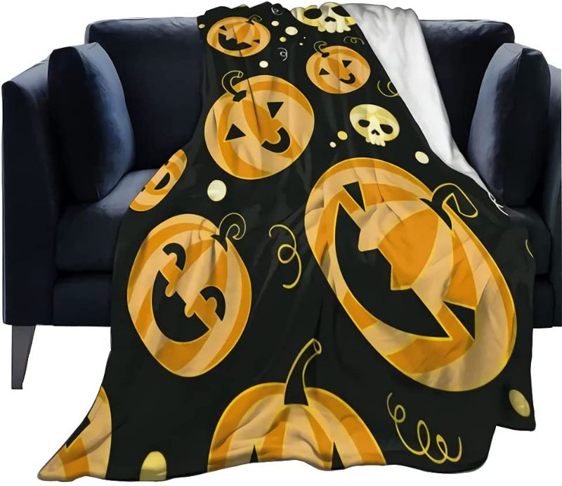 Photo 1 of FLOWERMAO Halloween Throw Blanket,Halloween Decorations,Pumpkin Spider Web Ghost Cat Skull Blanket,Warm and Cozy Throw Blanket for Couch Bedroom Dorm Party,Gift for Kids Adults Girls Boys 50x60inch
