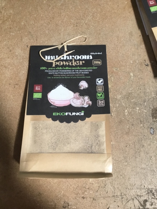 Photo 2 of ***NON-REFUNDABLE***
BEST BY 5/4/23
EF EKOFUNGI Pure Portabello White and Brown Button Mushroom Powder Dehydrated Dried 7 Oz 100% Organic Certified Non-GMO Vega Keto Add Instant Umami Fl
