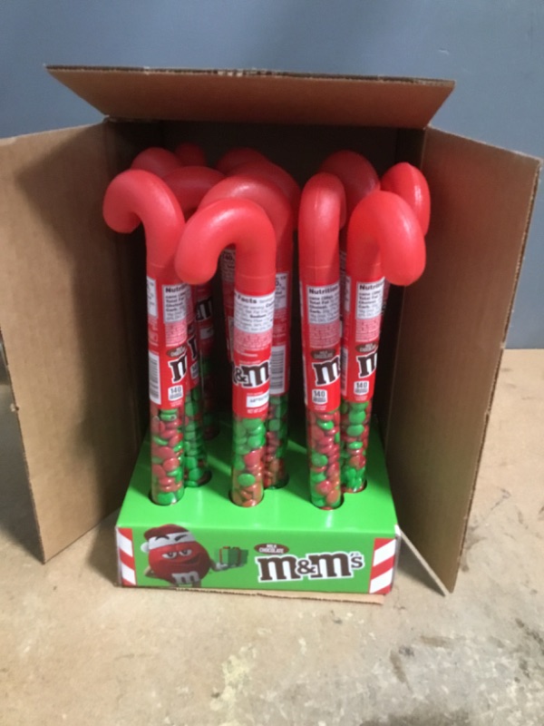 Photo 2 of ***NON-REFUNDABLE**
 BEST BY 8/22
12 M&M's 3 Oz Candy Filled Candy Cane
